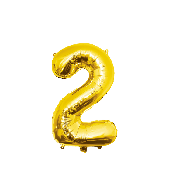 2 Jaar Cijfer Ballon Goud Leeg 86cm - Partywinkel - 8716764236853