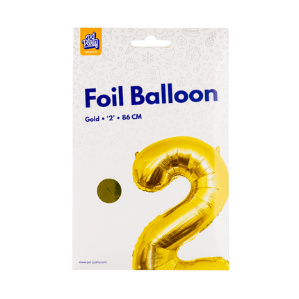 2 Jaar Cijfer Ballon Goud Leeg 86cm - Partywinkel - 8716764236853