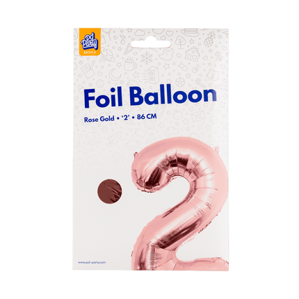 2 Jaar Cijfer Ballon Rose Goud Leeg 86cm - Partywinkel - 8716764237393