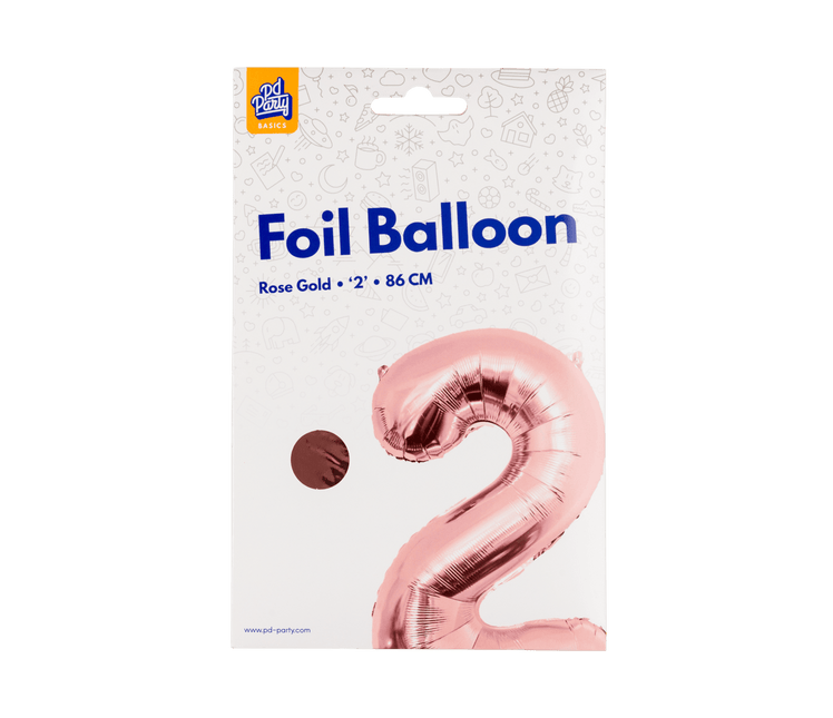 2 Jaar Cijfer Ballon Rose Goud Leeg 86cm - Partywinkel - 8716764237393