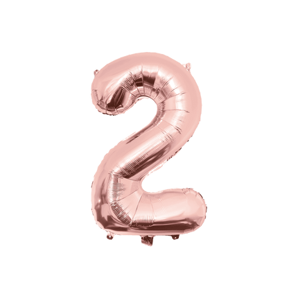 2 Jaar Cijfer Ballon Rose Goud Leeg 86cm - Partywinkel - 8716764237393