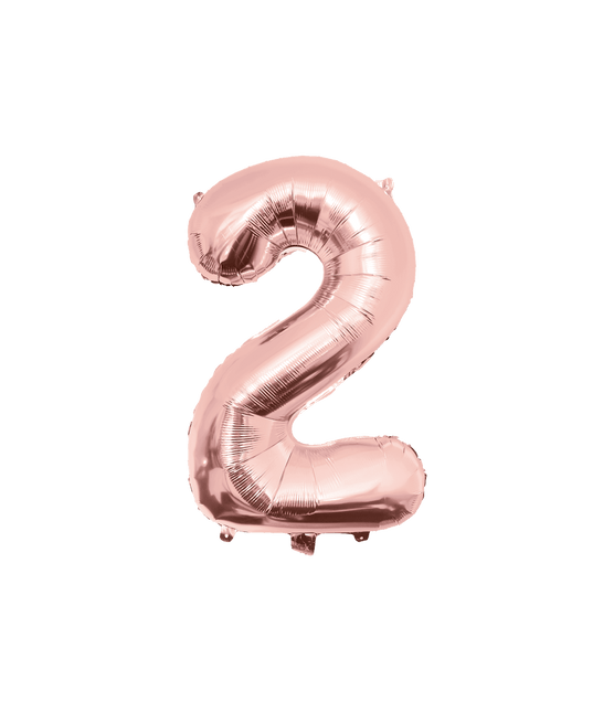 2 Jaar Cijfer Ballon Rose Goud Leeg 86cm - Partywinkel - 8716764237393