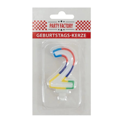 2 Jaar Kaars Gekleurde Rand 7cm van VDV Benefit koop je bij Partywinkel