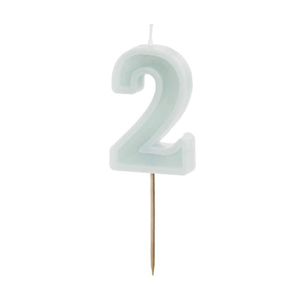 2 Jaar Kaars Lichtgroen 10cm van Partydeco koop je bij Partywinkel