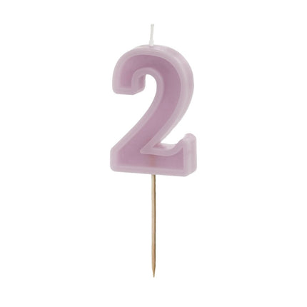 2 Jaar Kaars Paars 10cm van Partydeco koop je bij Partywinkel