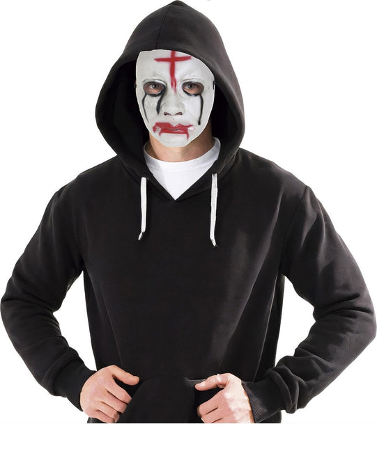 Czerwono-biała maska na Halloween Krzyż