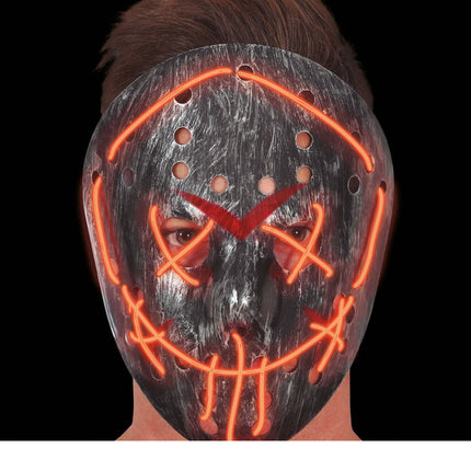 Halloweenowa maska hokejowa ze światłem
