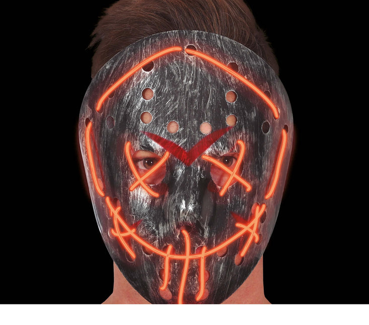 Halloweenowa maska hokejowa ze światłem