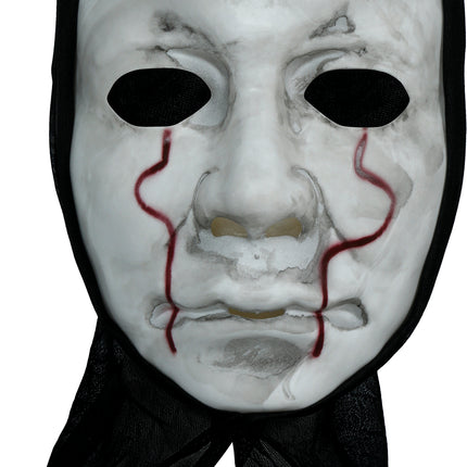 Halloween Masker Zwart Wit Killer Met Capuchon