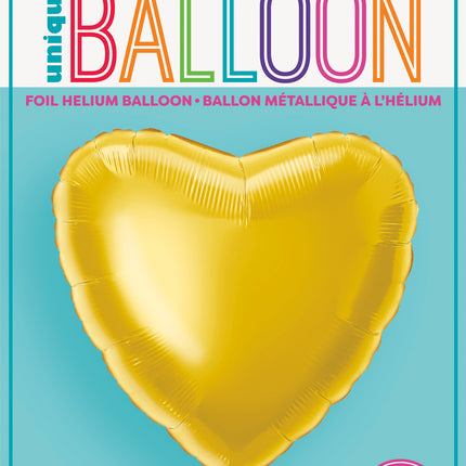 Balon helowy serce złoty pusty 45 cm