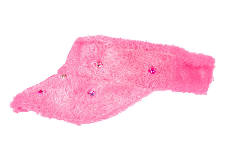 Futrzany daszek przeciwsłoneczny różowy