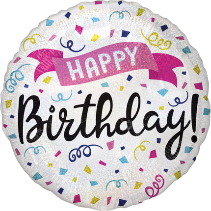 Balon foliowy - Holograficzny baner Happy Birthday Sparkle - 45 cm