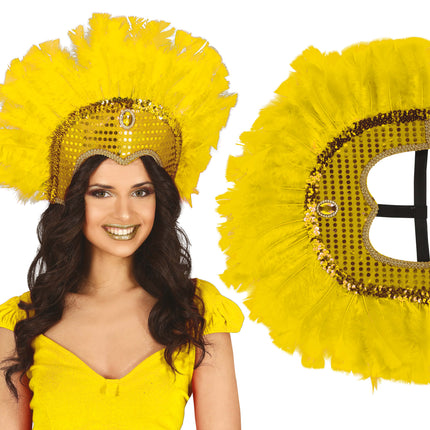 Nakrycie głowy z piór żółte
