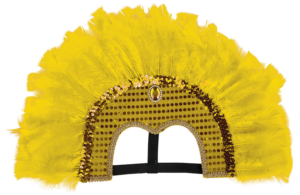 Nakrycie głowy z piór żółte