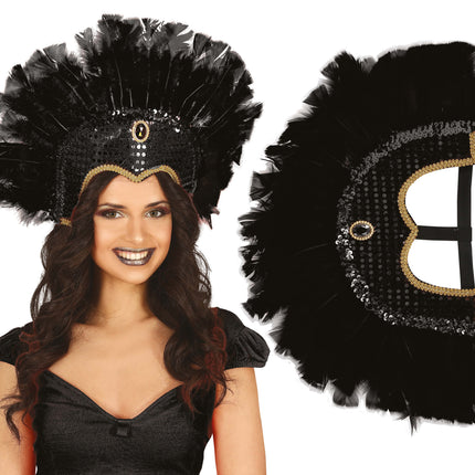 Nakrycie głowy z piór w kolorze czarnym