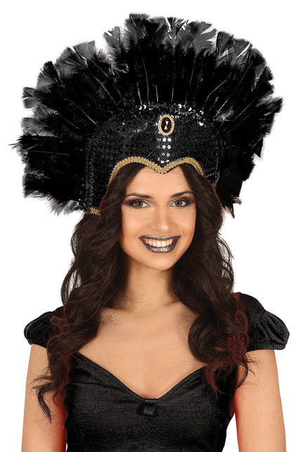 Nakrycie głowy z piór w kolorze czarnym