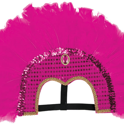 Nakrycie głowy z piór fuksja