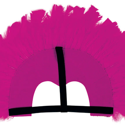 Nakrycie głowy z piór fuksja