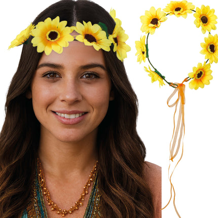 Opaska w kwiaty żółta