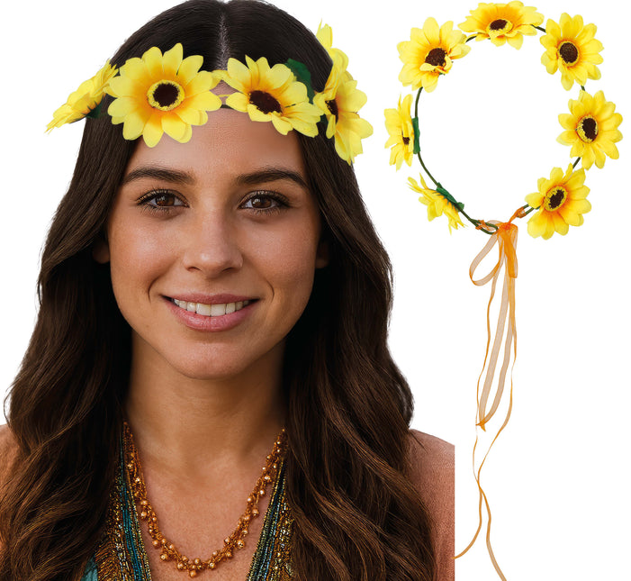 Opaska w kwiaty żółta