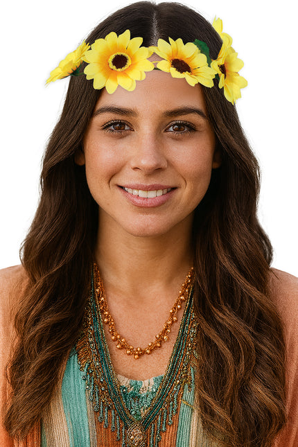 Opaska w kwiaty żółta