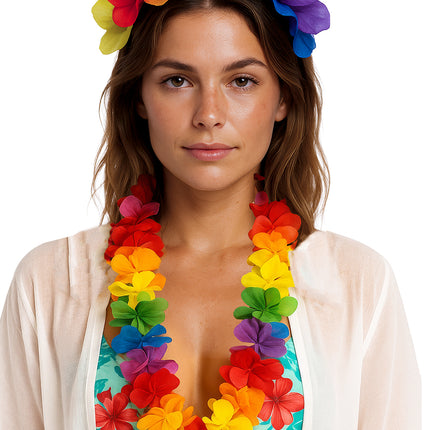 Wielokolorowa opaska na głowę w kwiaty