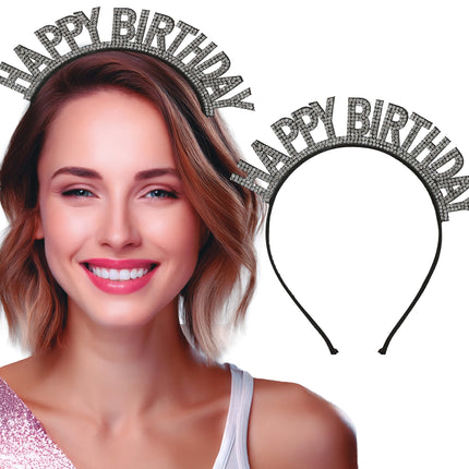 Opaska do włosów Happy Birthday Black Silver
