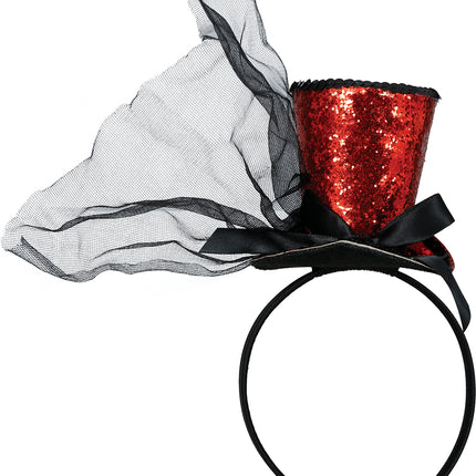 Kapelusz Bucket Hat Red Black Glitter