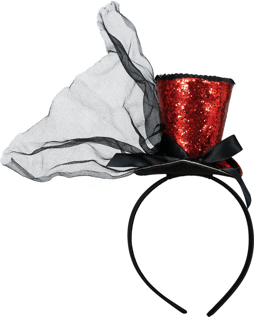 Kapelusz Bucket Hat Red Black Glitter