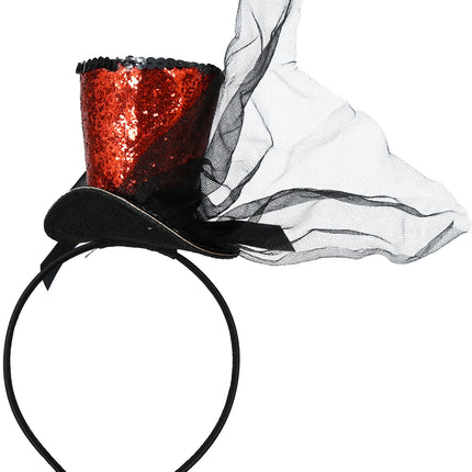 Kapelusz Bucket Hat Red Black Glitter