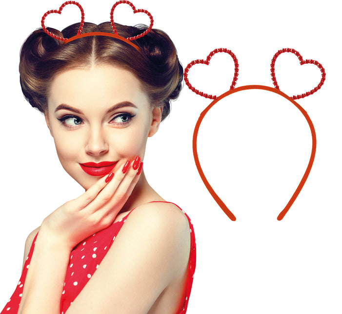 Opaska na głowę z metalowymi sercami