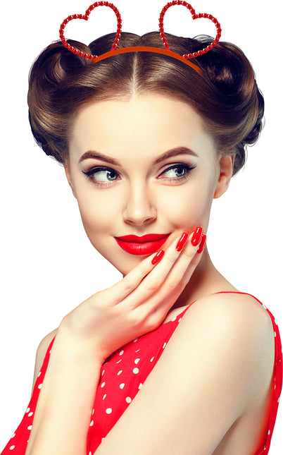 Opaska na głowę z metalowymi sercami