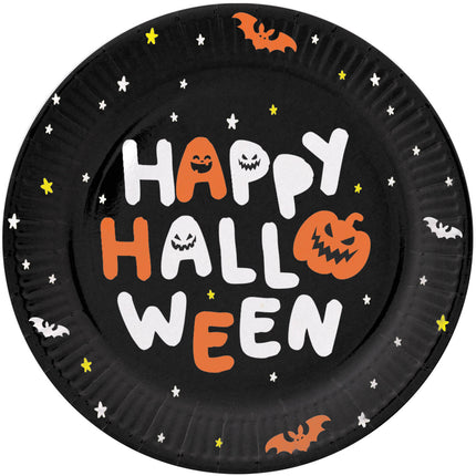 Papierowe talerzyki - "Happy Halloween" - Halloween BoOo! - 23 cm - 8 sztuk
