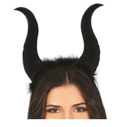 Czarna opaska do włosów na Halloween Diabelskie rogi