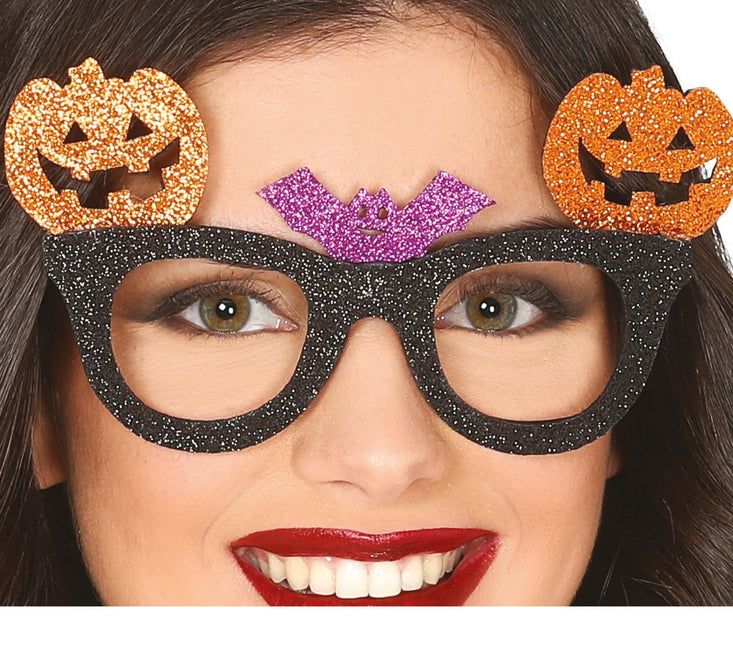 Okulary na Halloween z dyniowym brokatem