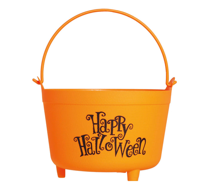 Pomarańczowe wiaderko na cukierki Happy Halloween 30cm