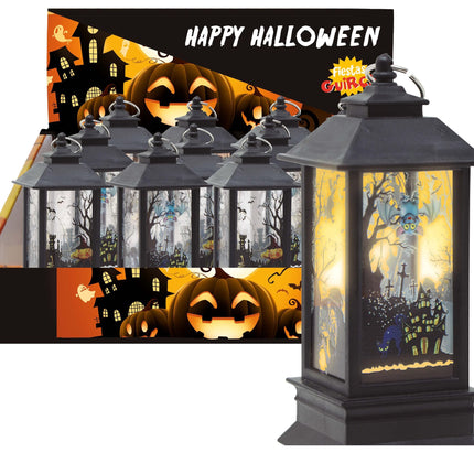 Czarna latarnia na Halloween ze światłem 12,5 cm