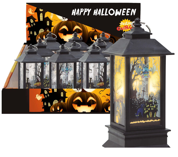 Czarna latarnia na Halloween ze światłem 12,5 cm