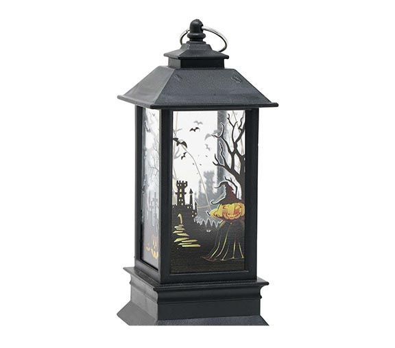 Czarna latarnia na Halloween ze światłem 12,5 cm