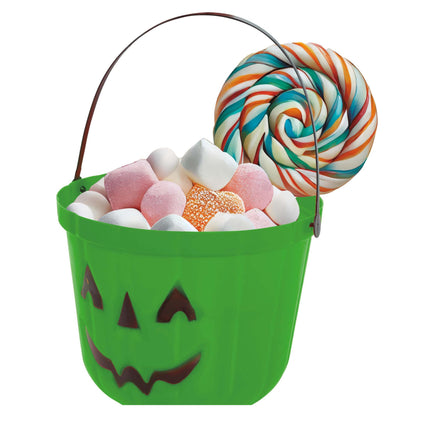 Zielone wiaderko na cukierki na Halloween Dynia 20 cm