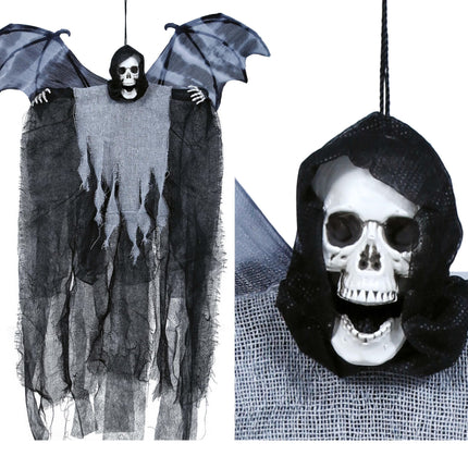 Dekoracja wisząca na Halloween Szkielet ze skrzydłami 60 cm