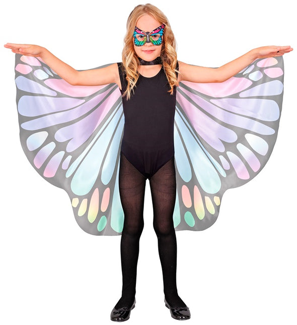 Fioletowe/różowe skrzydła motyla i maska na oczy