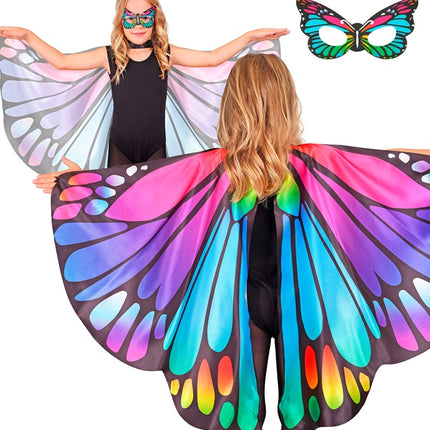 Fioletowe/różowe skrzydła motyla i maska na oczy