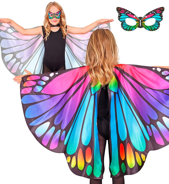 Fioletowe/różowe skrzydła motyla i maska na oczy