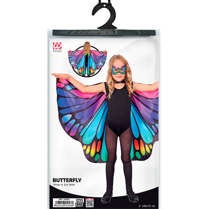 Fioletowe/różowe skrzydła motyla i maska na oczy