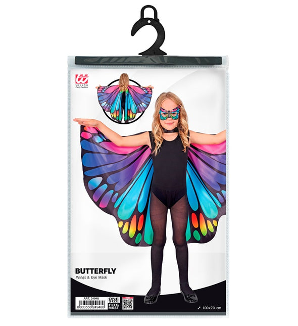 Fioletowe/różowe skrzydła motyla i maska na oczy