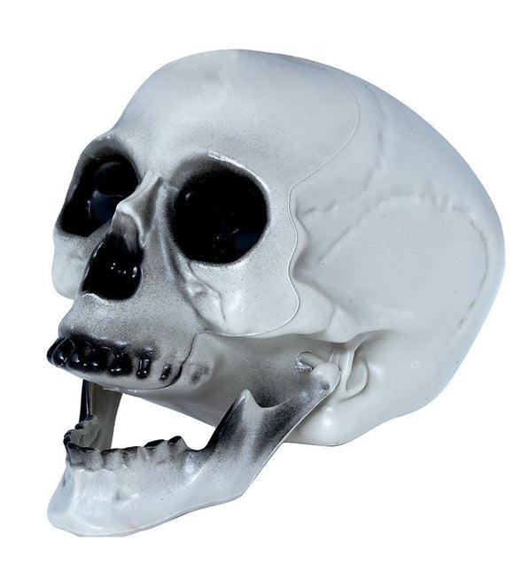 Halloweenowa czaszka szara 20 cm