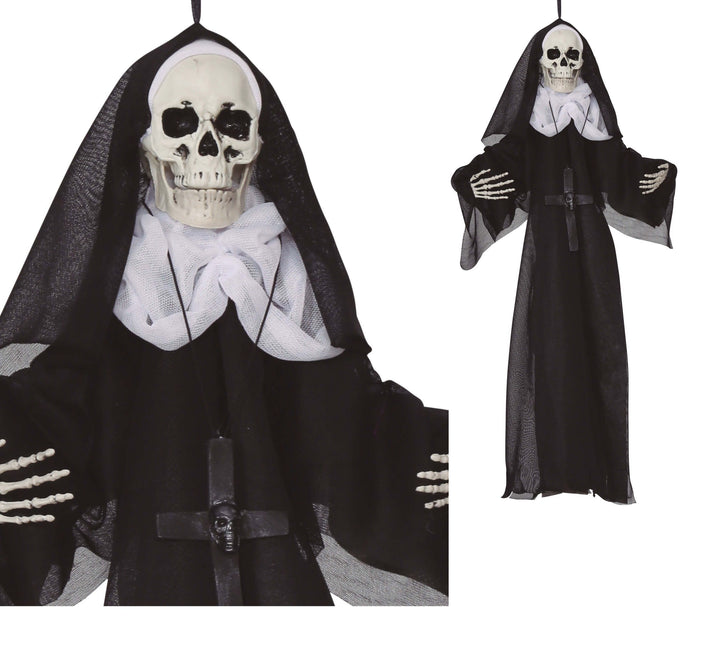 Wiszący szkielet zakonnicy na Halloween 50 cm
