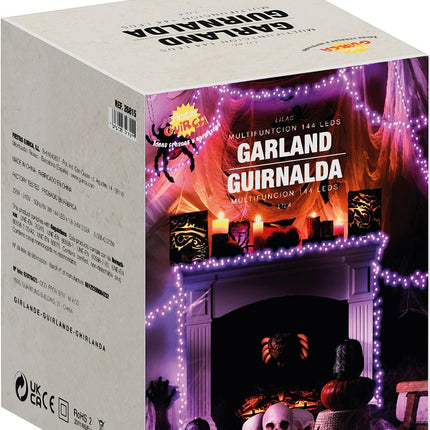 Halloweenowa girlanda LED Liliowy 144 światełka