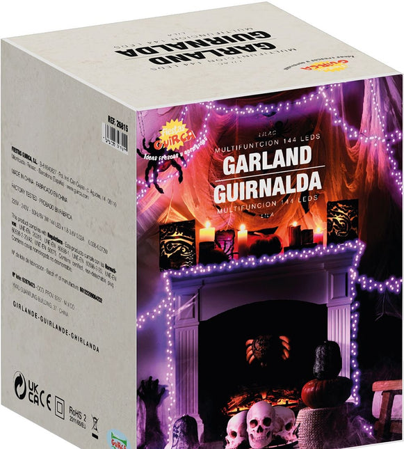 Halloweenowa girlanda LED Liliowy 144 światełka